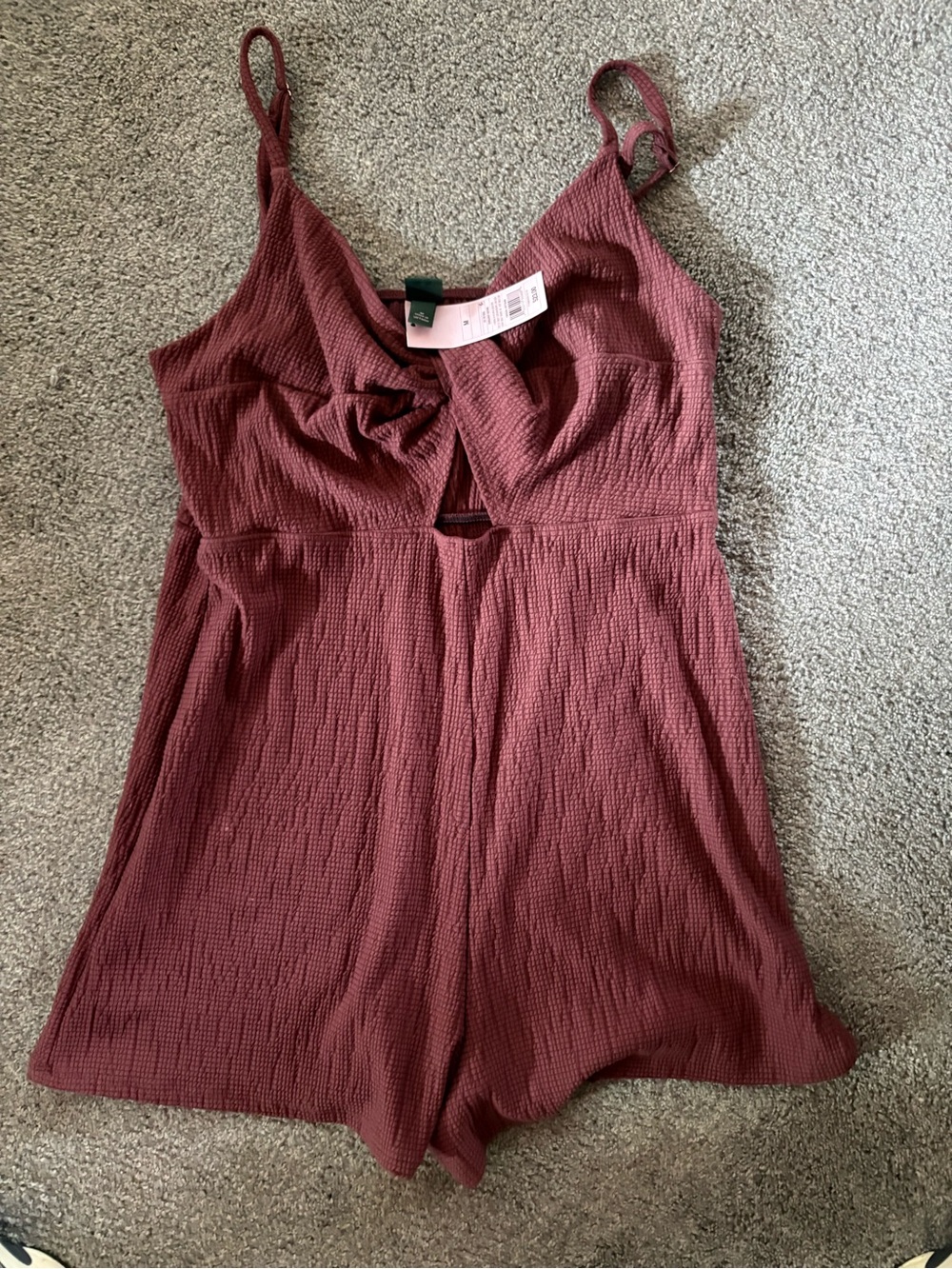 NWT wild fable Twist-Front Cami Romper - Burgundy Brown- Medium